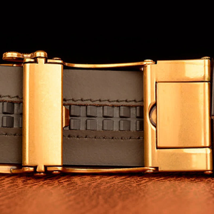 Herren-Ledergürtel mit automatischer Schnalle und Adlerflügeln im Vintage-Stil