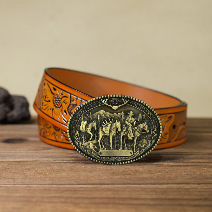 Herren DIY Cowboy Ritter Führt Pferd Schnalle Ledergürtel