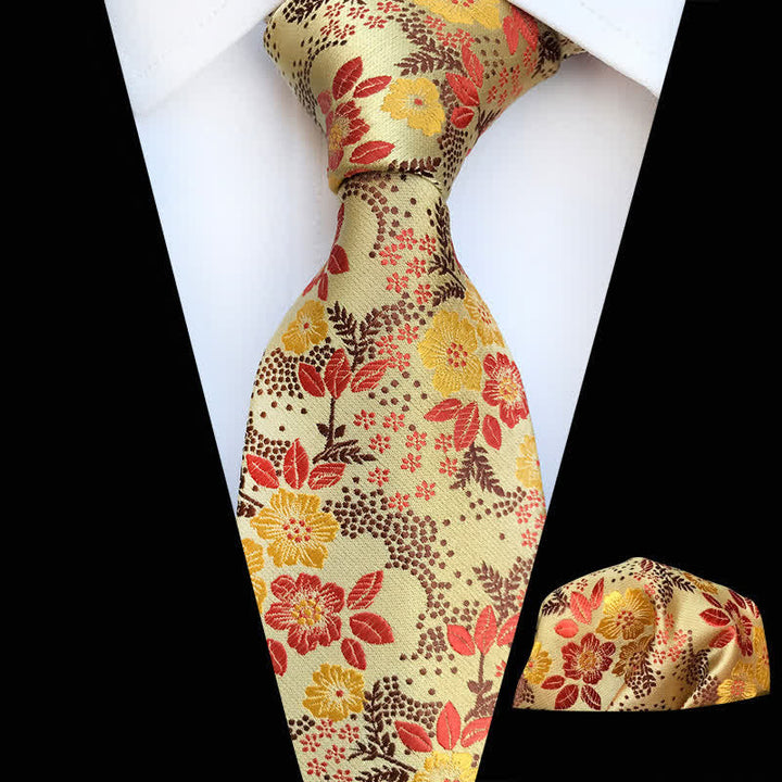 2-teiliges Krawattenset für Herren mit Pflaumenblüten-Blumenmuster