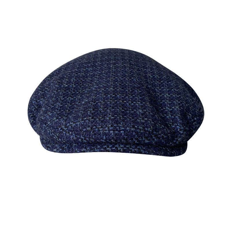 Marineblauer Karo Herbst Winter Barett Mütze