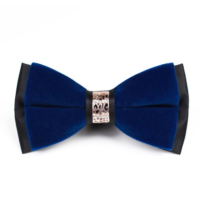 Herren-Samtfliege mit Strass-Patchwork - Königsblau - image 1