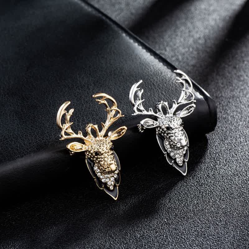 Herren Strass Hirschkopf Brosche