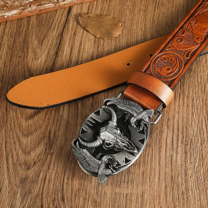 Herren Vintage Bull &amp; Dual Eagles Ledergürtel