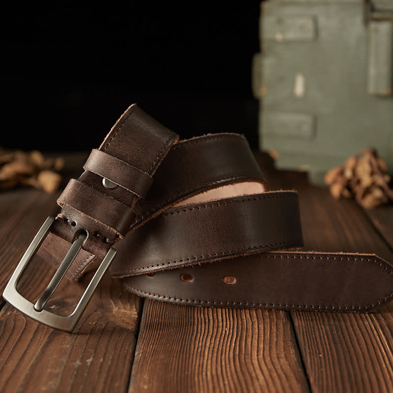 Klassischer strukturierter Cowboy-Ledergürtel für Herren