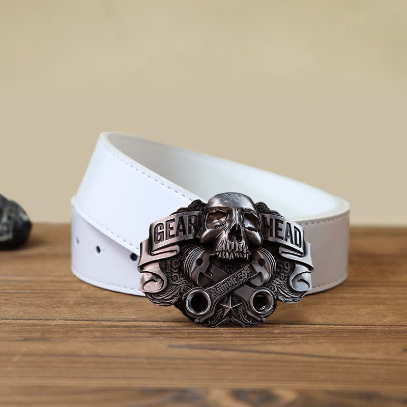 DIY Zahnradkopf-Pistonschädel-Schnallenledergürtel für Herren