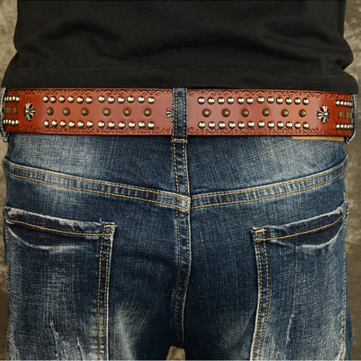 Unisex-Gürtel im Rock-Stil mit Kreuznieten-Dekor
