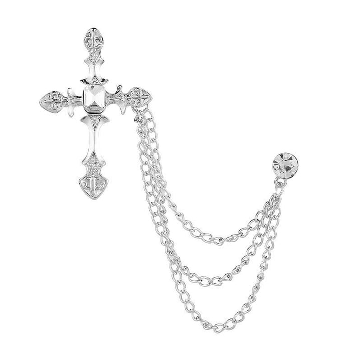 Klassische Kreuz-Kristallketten-Brosche für Männer - image 6