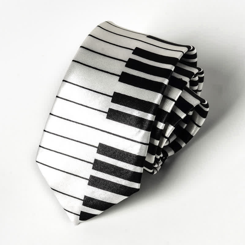 Krawatte mit Persönlichkeit und Klavier-Notenmuster für Herren - Weißes Klavier - image 17