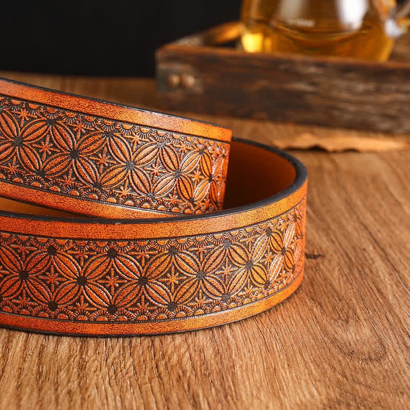 Schwarzer Leder-Gürtel für Herren mit silbernem Pferdemotiv - image 8