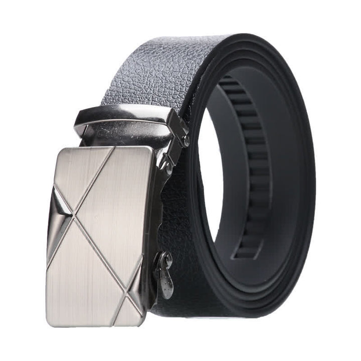 Herren Business Automatik Schnalle Schwarzer Ledergürtel - Stil Nr. 2 - Silber - 42 - image 6