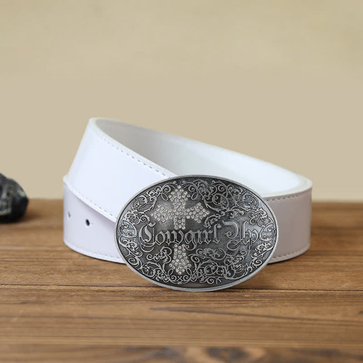 Damen DIY Cowgirl Rankennietenkreuzschnalle Ledergürtel