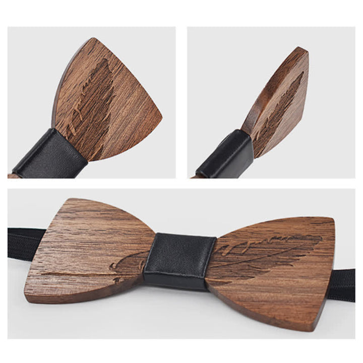 2 Stk. Herren Federgravur Holzkrawatten Set