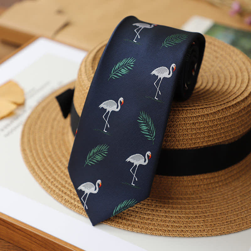 Marineblauer tropischer Flamingo-Stil Männerkrawatte