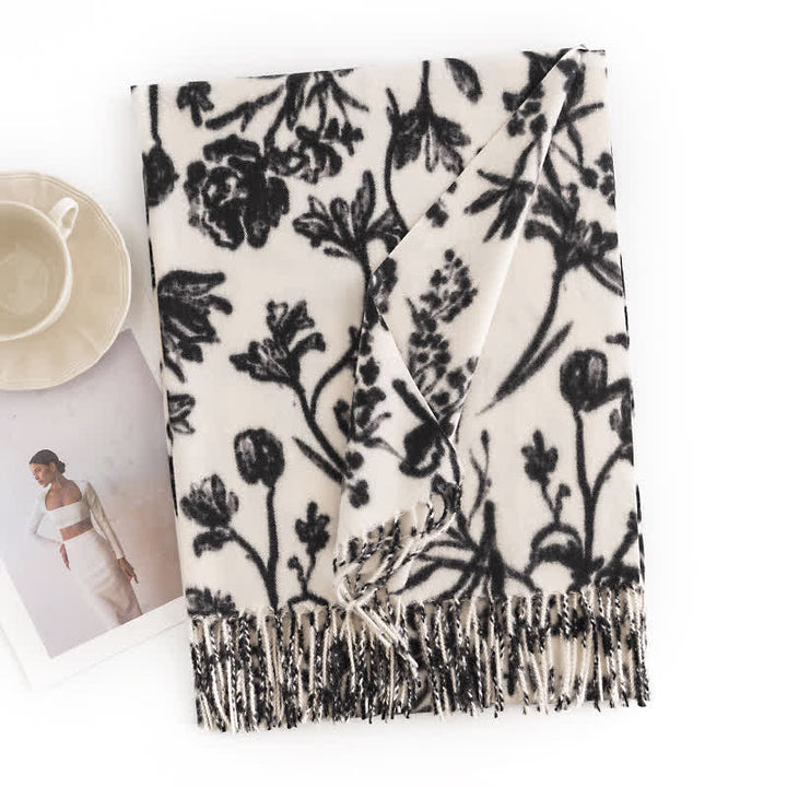 Damen Crema Süßblumiger Botanischer Schal
