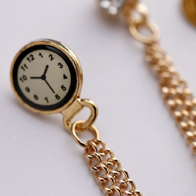 Vintage Abzeichen Uhr Kettenbrosche für Männer