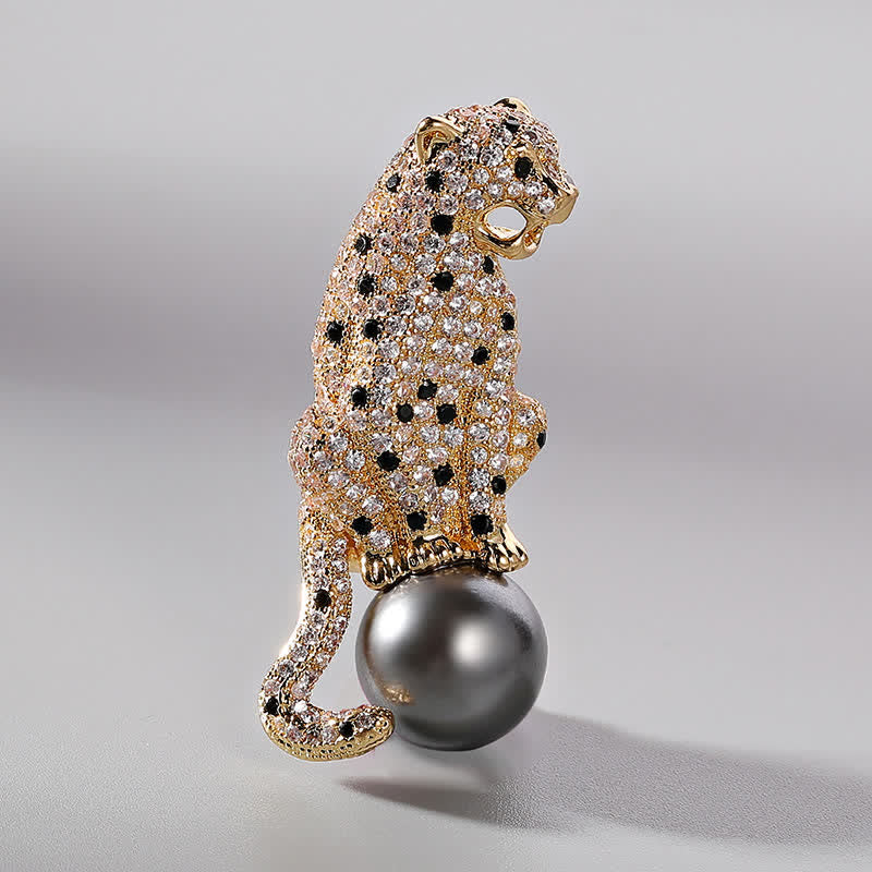 Jaguar Panther Perlenbrosche für Männer