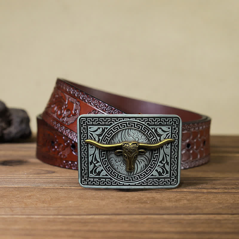 Herren DIY Western Schnalle Ledergürtel