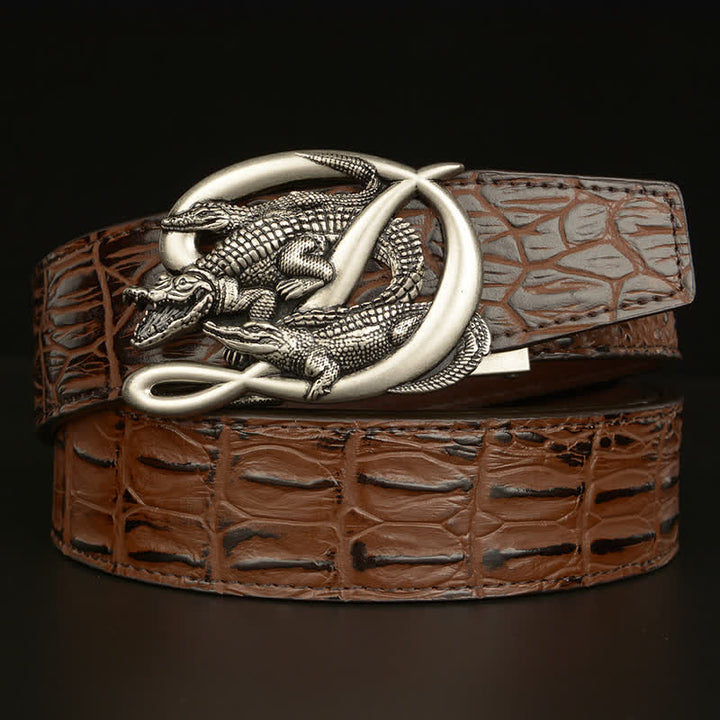 Herren Krokodilschnalle Alligator-Muster Ledergürtel
