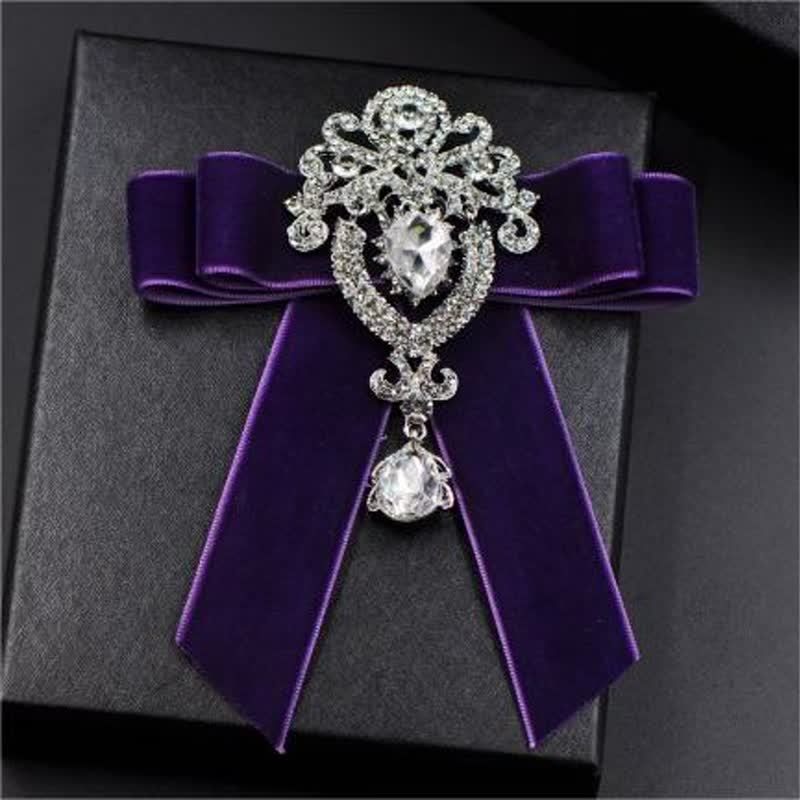 2er Set Royal Strass Brosche Samt Fliege