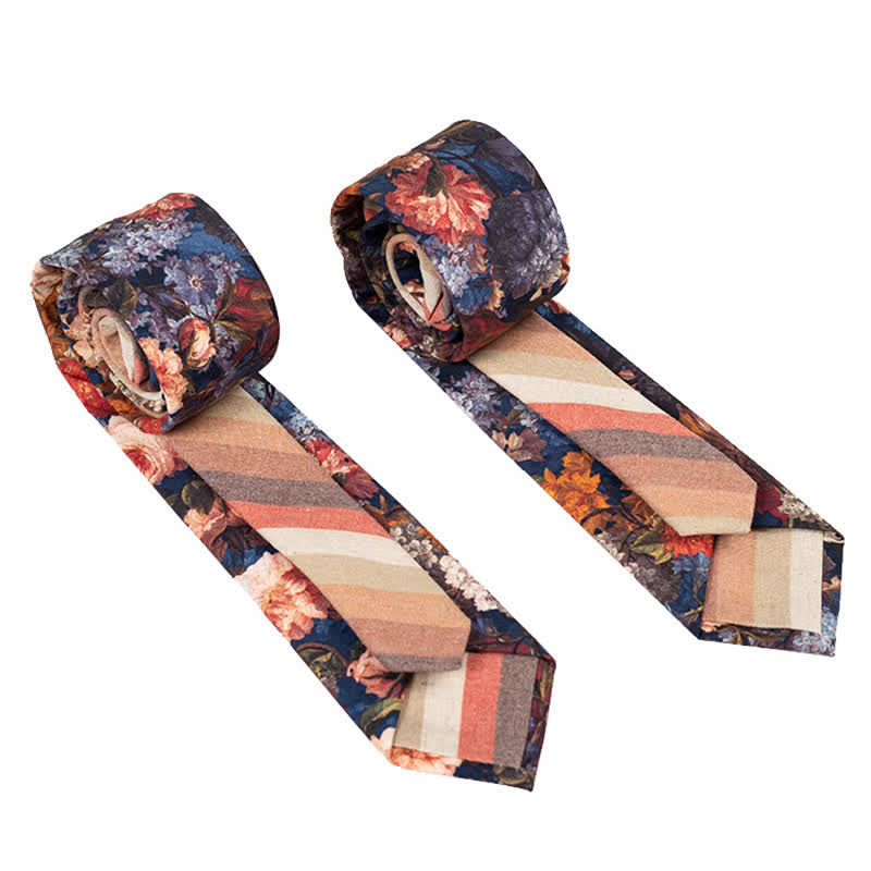 Herren Neuartiger Karo-Blumen-Patchwork-Krawatte - Burgunderrot Floral - image 37