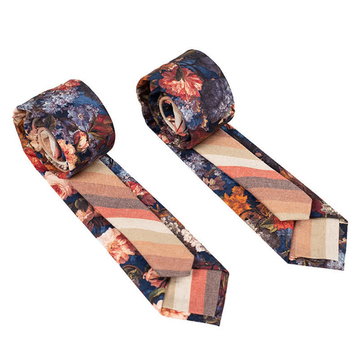 Herren Neuartiger Karo-Blumen-Patchwork-Krawatte - Burgunderrot Floral - image 37