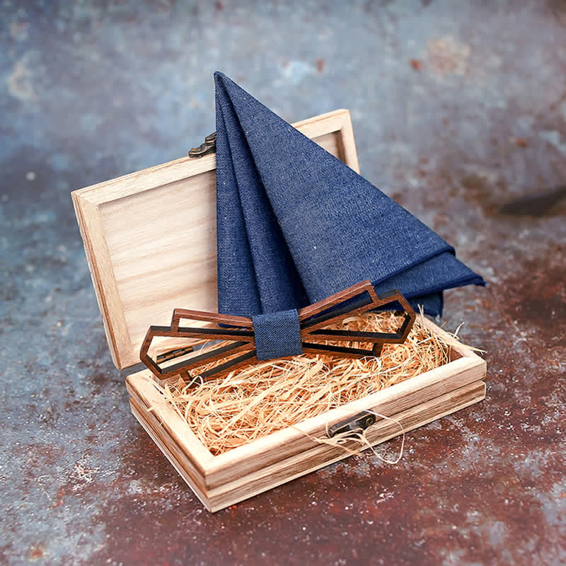 2Stk. Herren Neuheit Hohl Holz Fliege Set