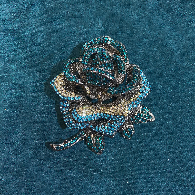 Frauen Elegante Rosen-Strass-Brosche