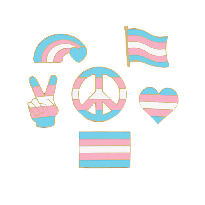 6Stk. Pride Day Pink & Blue Rainbow Flag Brosche