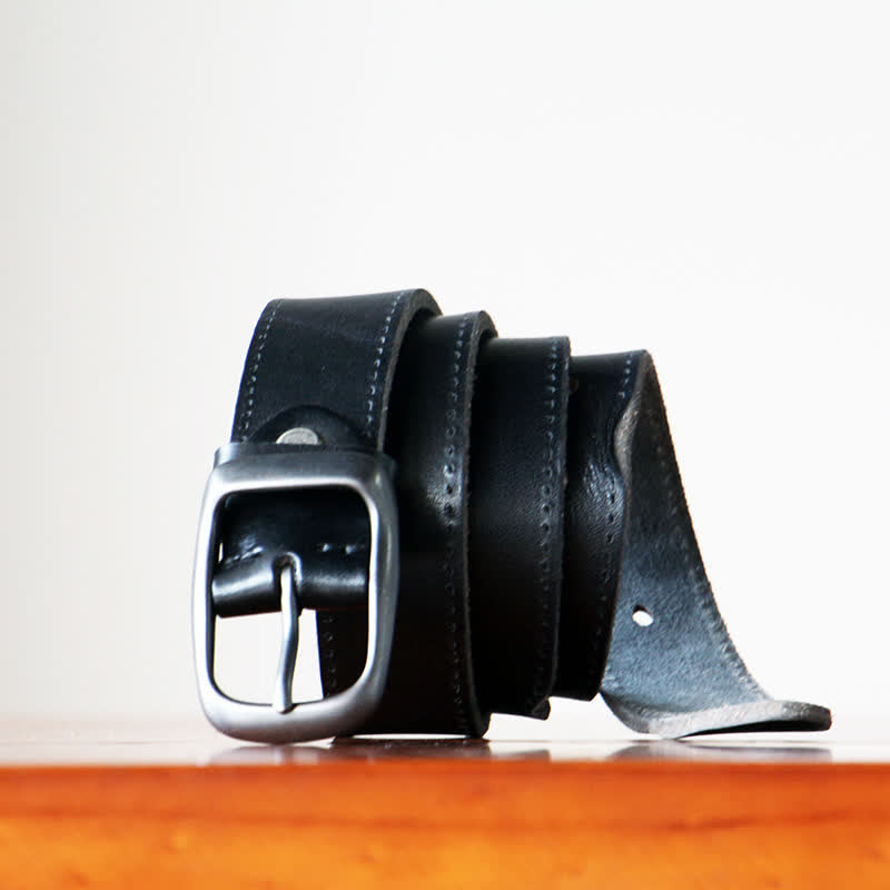 Handgemachter Retro-Hosenledergürtel für Herren - Schwarz - 46 - image 7