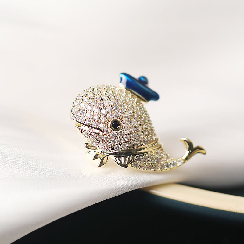 Frauen Marine Strass Wal Brosche